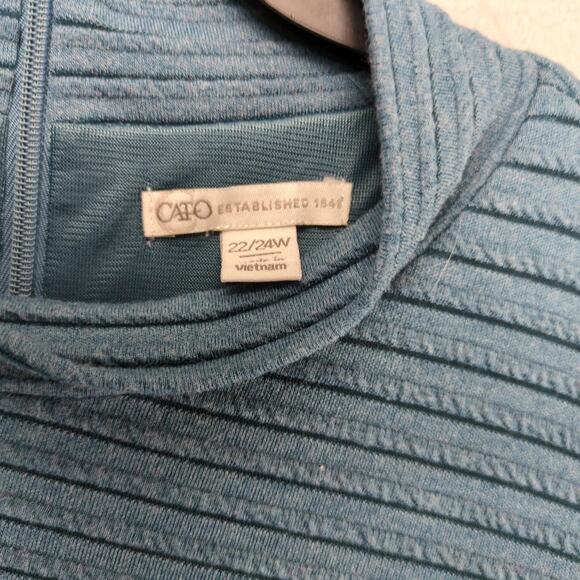 Cato Geometric Lines Blue Knit Midi Dress Plus Size 22/24W Lined Mock Neck - Picture 3 of 10